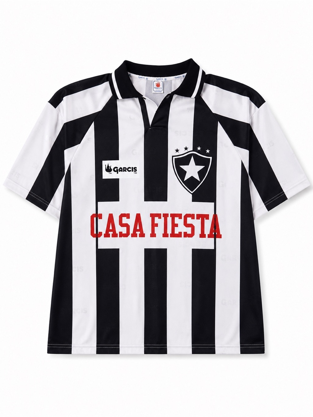 Casa Fiesta Men’s Black & White Striped Soccer Jersey fits like LARGE
